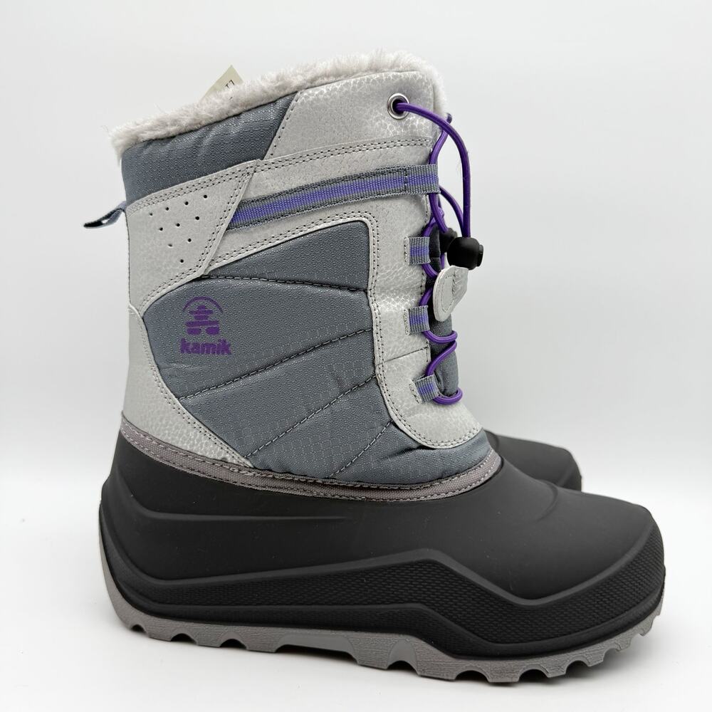 Kamik Kids Maxx Winter Boots US 6 EU 38 Gray Waterproof EUC